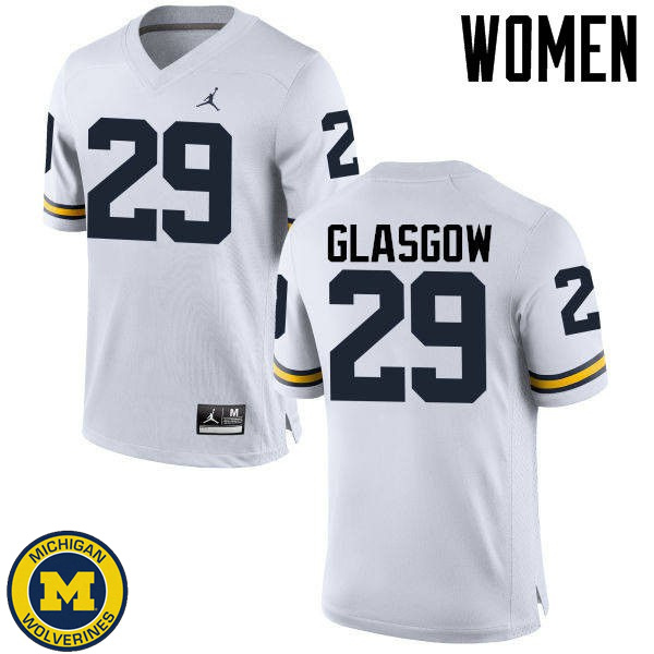 Women's Michigan Wolverines #29 Jordan Glasgow White Player Jersey